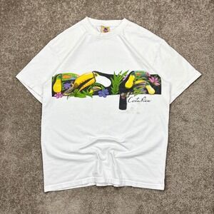 Vintage Costa Rica Toucan Tico Bird Wrap Around Print T Shirt XL